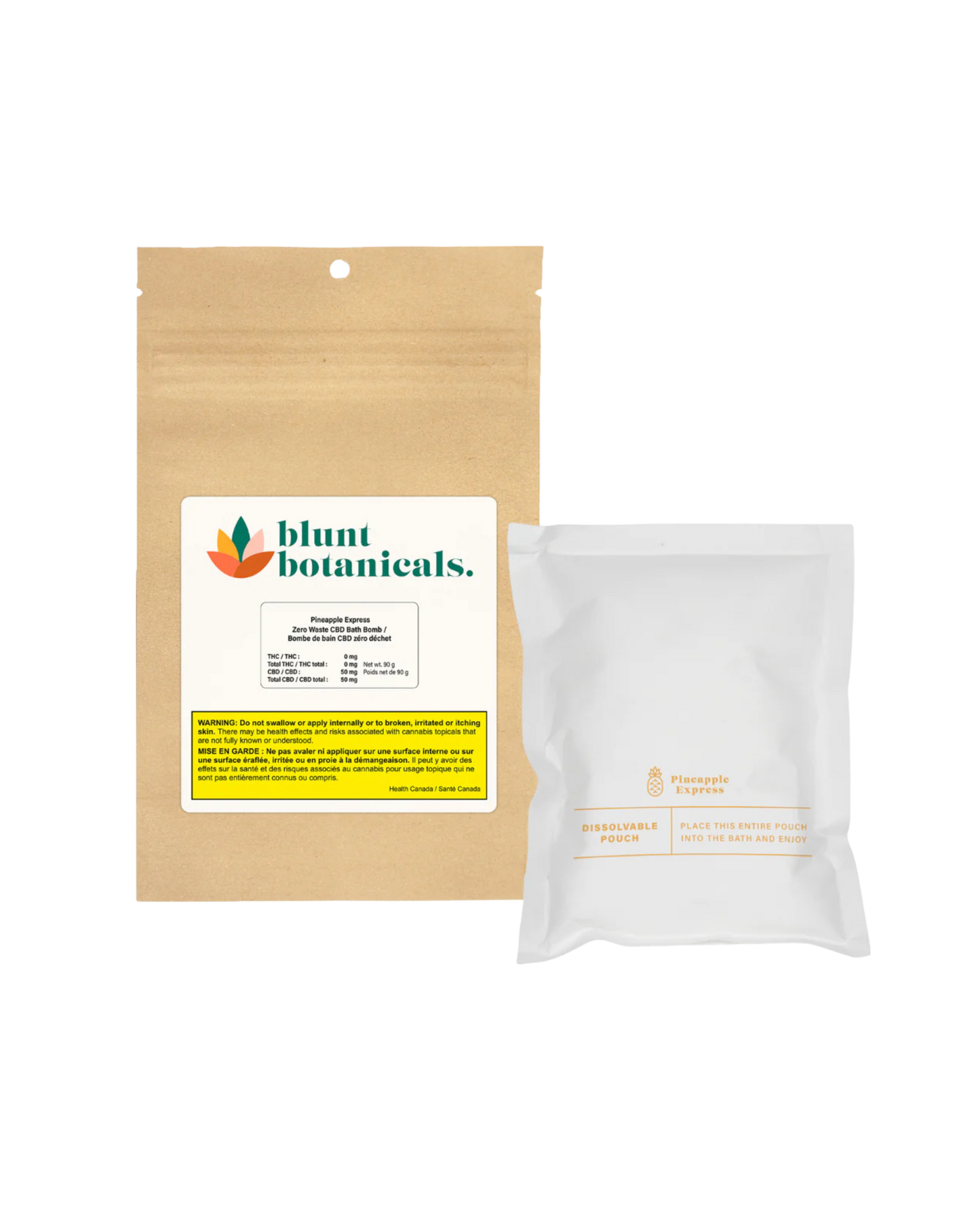 Pineapple Express 90g Zero Waste CBD Bath Bomb By Blunt Botanicals
