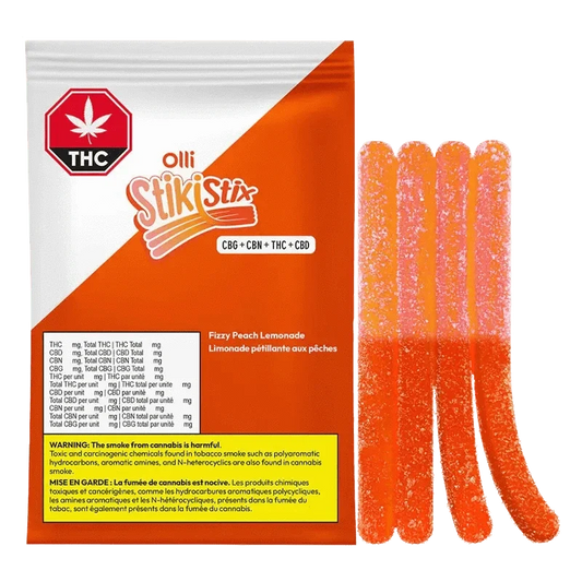 Fizzy Peach Lemonade 1:1:1:1 CBG:CBN:THC:CBD by Olli Stickstix