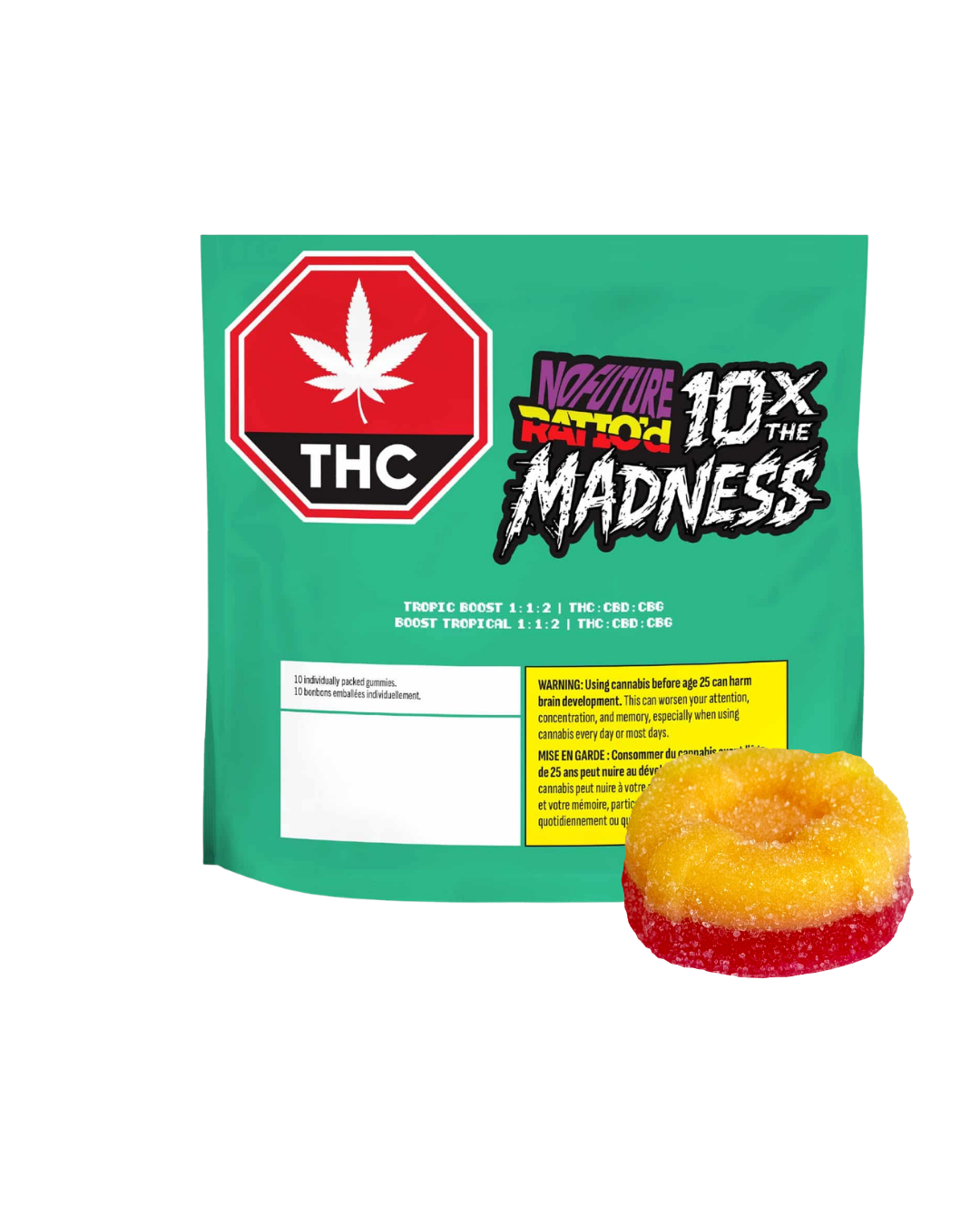 (MULTIPACK) 10x The Madness: Ratio'd Tropic Boost 1:1:2 THC:CBD:CBG by No Future